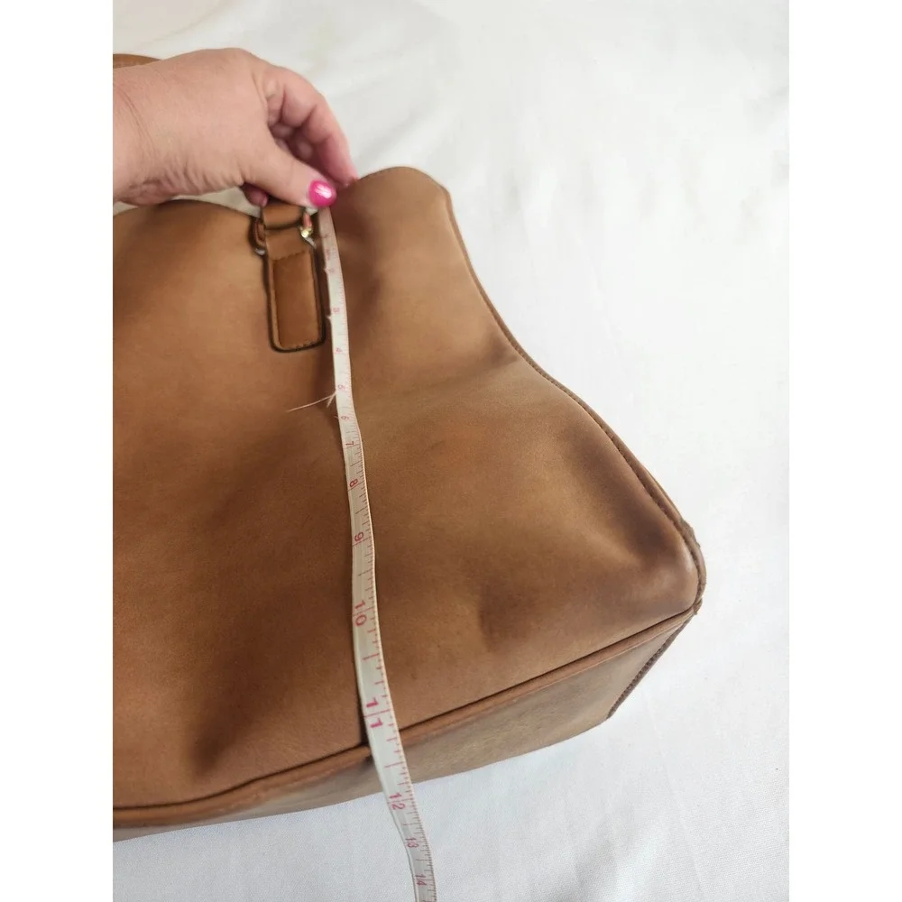 Brown‎ Patchwork Satchel Handbag Gold Padlock Detail RN 108833 Large Tote
